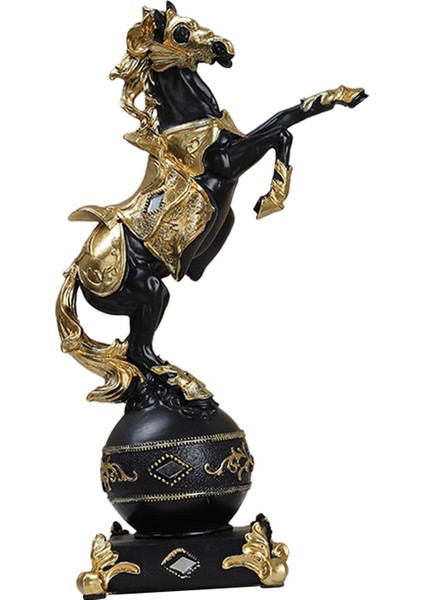 Reçine At Heykeli Tv Sehpası Hayvan Heykelleri Reçine Malzeme At Süsü 17,5X30,5X11CM Siyah ve Altın (Yurt Dışından) indirimleri