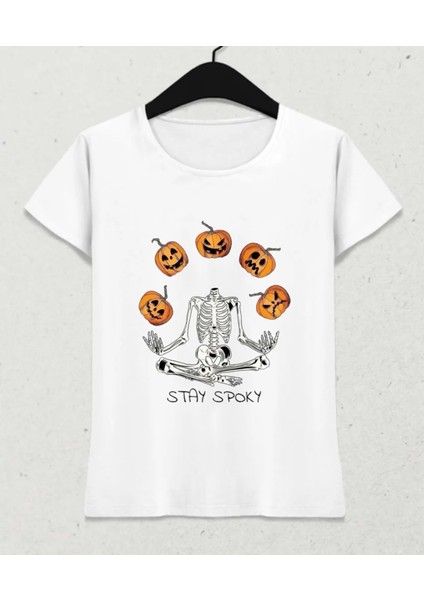 Halloween: Stay Spooky Kadın Tişört Beyaz