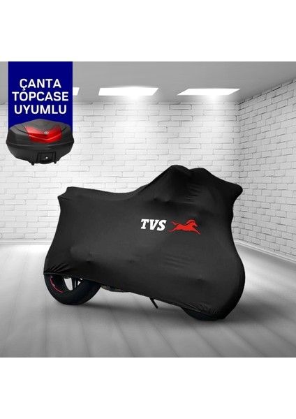 Ultra Shop Tvs Scooty Pep Plus Uyumlu Motosiklet Branda Topcase Çanta Uyum Logolu Kumaş Penye Siyah Motor Branda