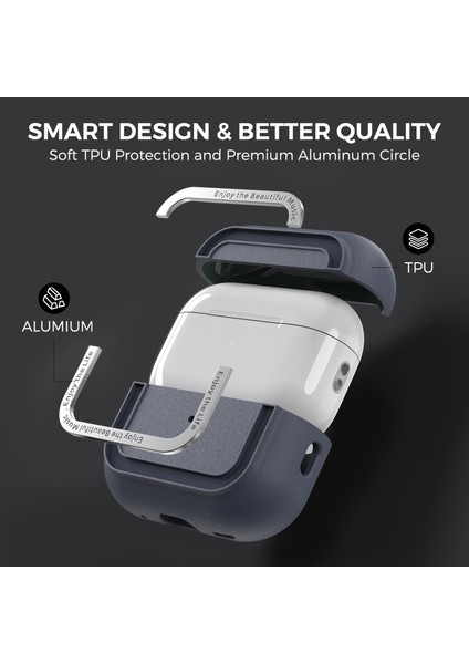 Airpods Pro 2 için Koruyucu Tpu + Alüminyum Alaşımlı Bölünmüş Tip Gece Yarısı Si Kulaklık Kılıfı (Yurt Dışından) fiyatları