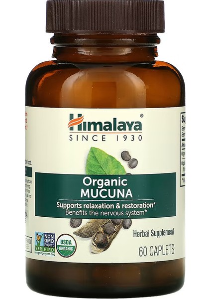 Organic Dopa Mucuna 600 Mg 60 Caplets