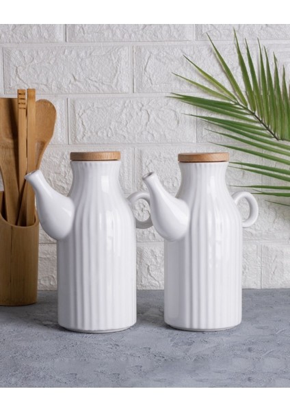 Beyaz 1000 ml Porselen Yağlık Kapaklı Vakumlu Set, şık ve kullanışlı aksesuar
