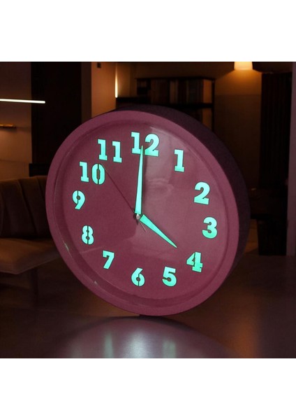 Fosforlu Gece Parlayan Pembe Kız Odası Duvar Saati Çap 22 cm