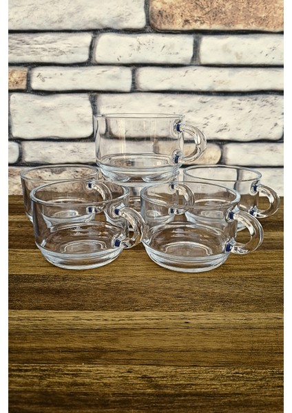 Saplı Çay Bardağı- Nescafe Bardağı-Kahve Bardağı-6 Adet - 270 cc