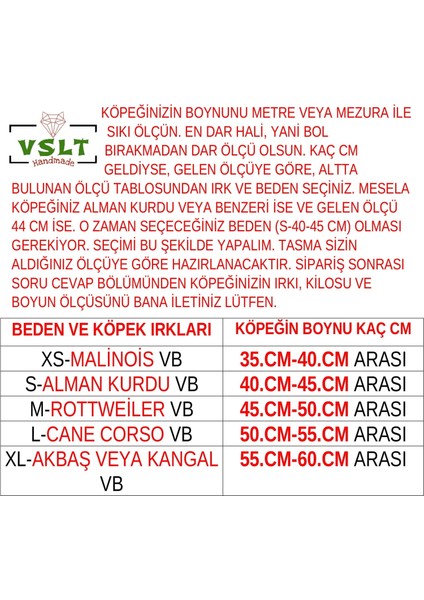 VSLT Handmade Büyük Irk Köpek Tasma ve Kayış.K9 Tasma.doberman, Rottweiler, Malinois, Dogo, Cane Corso, Husky, Golden, Alman Kurdu Vb