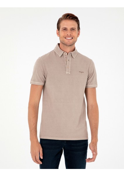 Erkek Vizon Slim Fit Tişört 50285411-Vr052