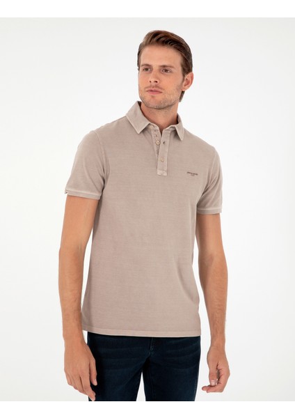 Erkek Vizon Slim Fit Tişört 50285411-Vr052