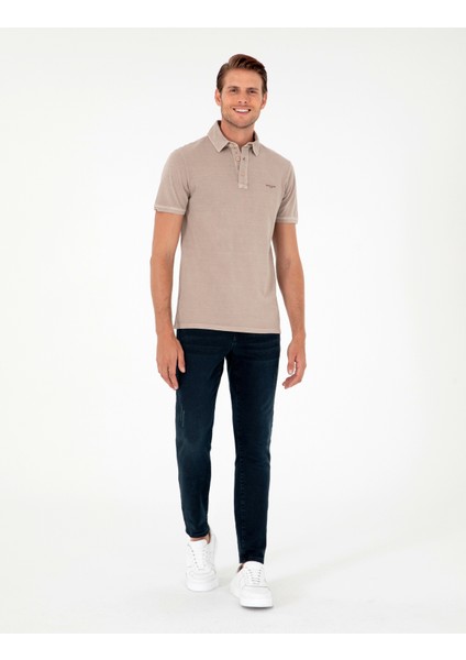 Erkek Vizon Slim Fit Tişört 50285411-Vr052