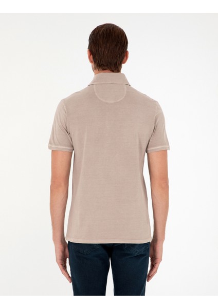 Erkek Vizon Slim Fit Tişört 50285411-Vr052