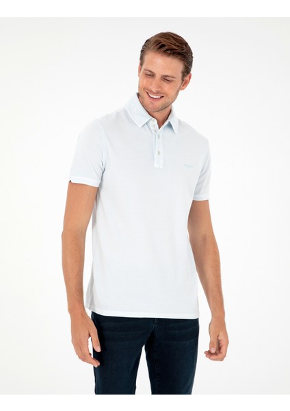 Erkek Açık Mavi Slim Fit Tişört 50285411-Vr095