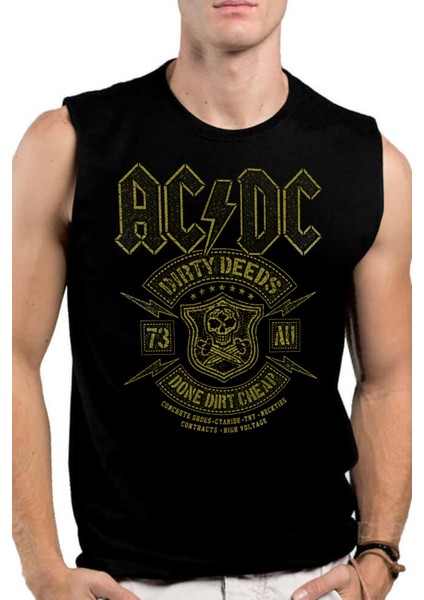 Karlı Acdc Siyah Kosuz Erkek Tişört