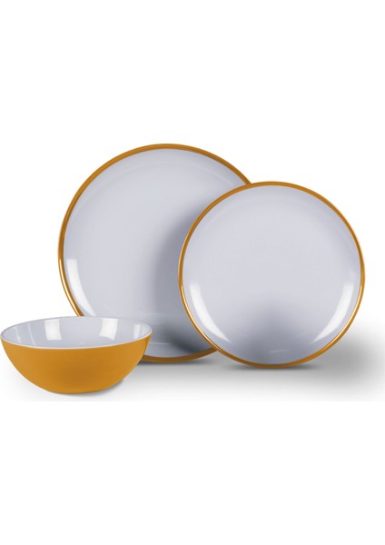 Gün Batımı Sarısı 12 Parça Melamin Yemek Takımı