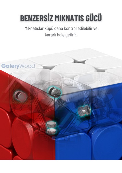 Rocketboy 3x3 Profesyonel Manyetik Mıknatıslı Rubik Küp Akıl Küpü Zeka Küpü Speedcube Eğitici