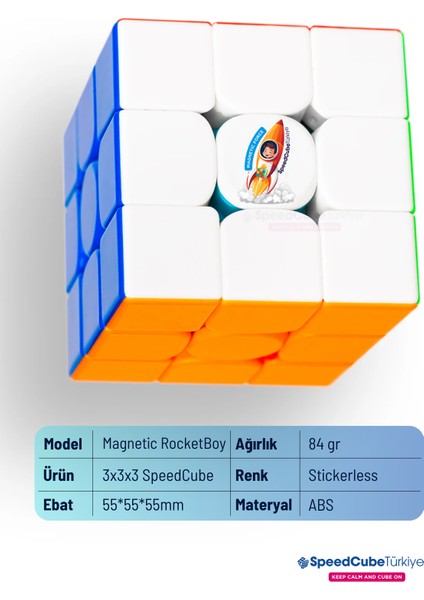 Rocketboy 3x3 Profesyonel Manyetik Mıknatıslı Rubik Küp Akıl Küpü Zeka Küpü Speedcube Eğitici