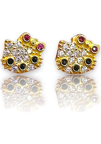 925 Ayar Gümüş Hello Kitty Model Minimal Çivi Küpe