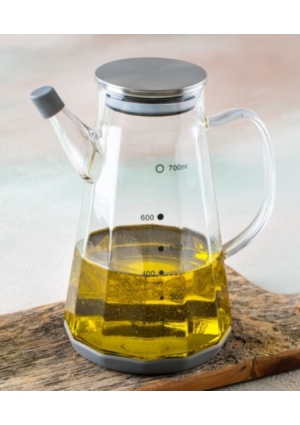 Turuncu Cam Yağlık, Metal Kapak, 700 ml, Şeffaf, Tek Parça