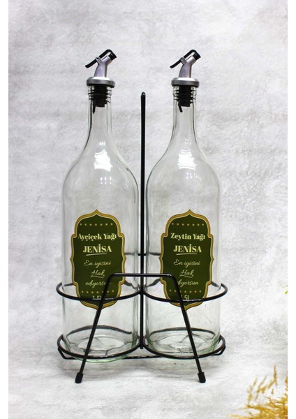 2'li Şeffaf Cam Yağlık, 1,5 L, Bej renk, Akıtmaz, Standart tasarım