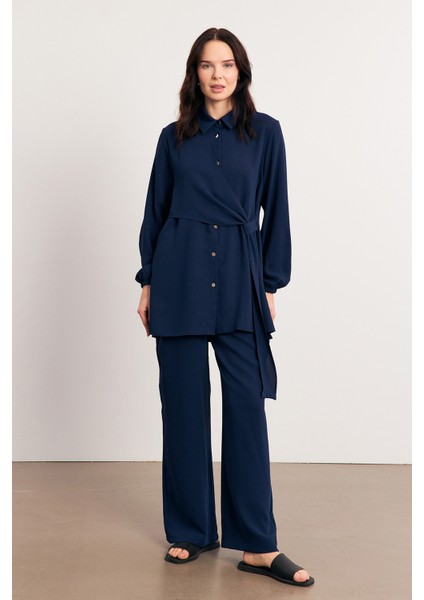 Perla Tunik Pantolon Takım - Indigo