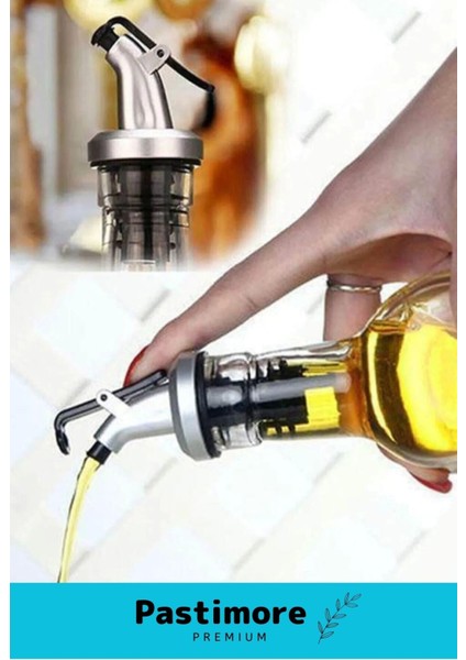 Yeşil Ahşap Stantlı 750 ml Cam Yağlık, Damlatmaz, Zarif ve Şık Tasarım