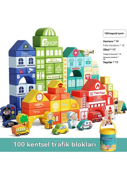 Brave Bullçocuk Şehir Yapı Taşları Ahşap Montajlı Bebek Erken Eğitim Eğitici Oyuncaklar (Yurt Dışından) indirimleri