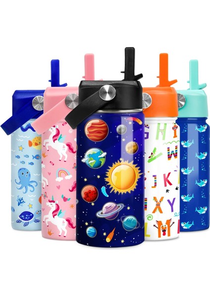 Çocuk Su Şişesi Bale Su Şişesi 12 Oz Saman ile Yalıtımlı Paslanmaz Çelik Seyahat Okul Cam Çift Duvarlı Vakum Bardak Kızlar ve Çocuklar Için (Yurt Dışından)