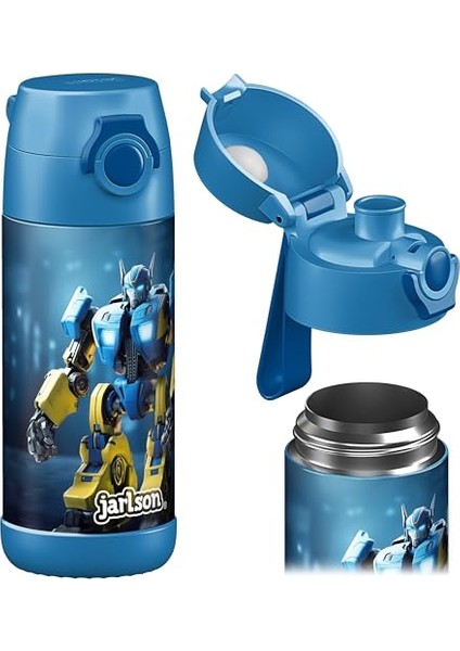 Çocuk Su Şişesi Yalıtımlı Paslanmaz Çelik Su Şişesi Bpa Içermez Sızdırmaz Okullar ve Anaokulları Için Bardak Kapaklı Çocuk Şişesi (350ML) (Yurt Dışından)