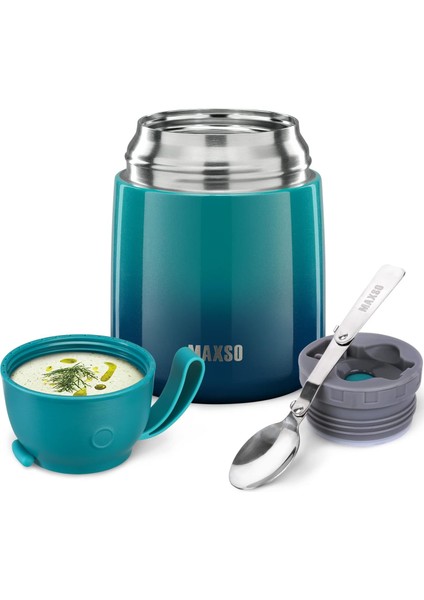 Yetişkinler ve Çocuklar Için Sıcak ve Soğuk Yiyeceklere Uygun, 17 Oz Vakum Yalıtımlı Çelik Kaşıklı Öğle Yemeği Kutusu Öğle Yemeği Kutusu Sızdırmaz Yalıtımlı Gıda Kavanozu (Yurt Dışından)