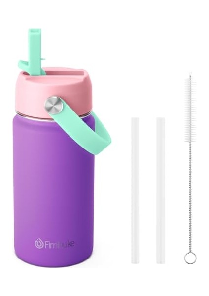 Çocuklar Yalıtımlı Su Şişesi 14 Oz Bpa Içermeyen Paslanmaz Çelik Çift Duvar Vakum Sızdırmazlık Öğrencileri Erkekler ve Kızlar Için Pipetli (1 Paket Mavi Dinozor) (Yurt Dışından)