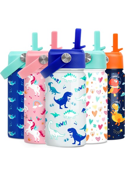 Çocuk Su Şişesi Bale Su Şişesi 12 Oz Saman ile Yalıtımlı Paslanmaz Çelik Seyahat Okul Cam Çift Duvarlı Vakum Bardak Kızlar ve Çocuklar Için (Yurt Dışından)