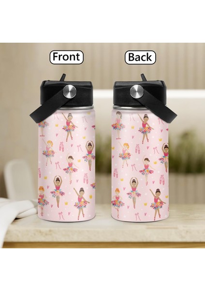 Çocuk Su Şişesi Bale Su Şişesi 12 Oz Saman ile Yalıtımlı Paslanmaz Çelik Seyahat Okul Cam Çift Duvarlı Vakum Bardak Kızlar ve Çocuklar Için (Yurt Dışından) modelleri