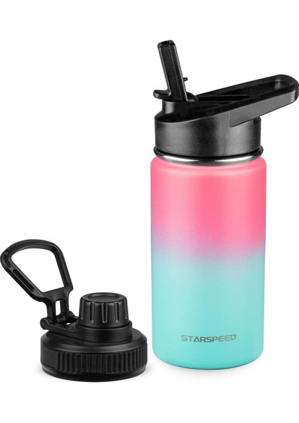 ， Çocuk Hasır Kapaklı Su Şişesi 14 Oz Paslanmaz Çelik Su Şişesi Çift Duvar Vakum Yalıtımlı Bardak Öğrenciler Erkekler Kızlar Için Sızdırmaz Bpa Ücretsiz (Yurt Dışından) fiyatları