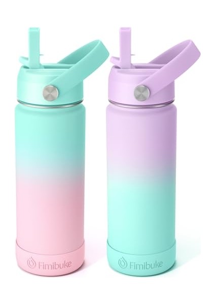 Çocuklar Yalıtımlı Su Şişesi 18 Oz Bpa Içermeyen Paslanmaz Çelik Saman ile Seyahat Çift Duvar Sızdırmaz Yürümeye Başlayan Okul Erkek Kız Için (1 Paket Yeşil Dinozor) (Yurt Dışından)