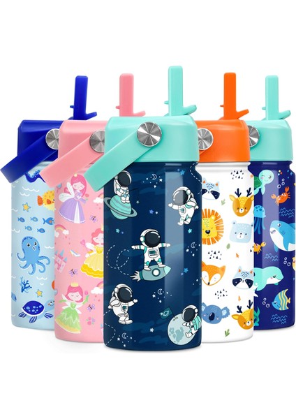 Çocuk Su Şişesi Bale Su Şişesi 12 Oz Saman ile Yalıtımlı Paslanmaz Çelik Seyahat Okul Cam Çift Duvarlı Vakum Bardak Kızlar ve Çocuklar Için (Yurt Dışından)