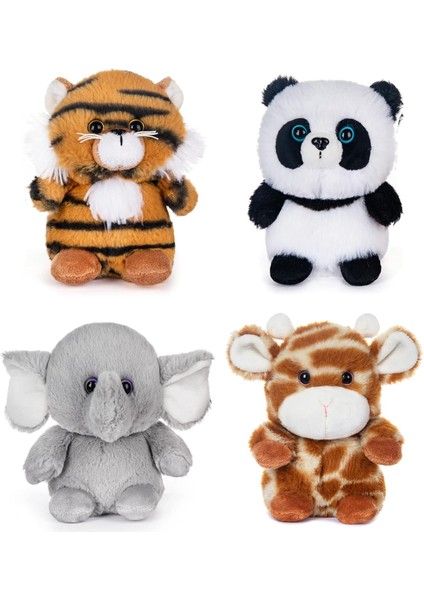 Brave Bull。5" Orman Hayvanı Peluş Set - Çocuklar ve Bebekler Için Panda, Fil, Zürafa ve Kaplan Seti (4'lü Paket) (Yurt Dışından) fiyatları