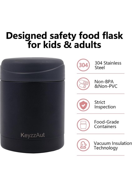 ，，termos Bardak 12 Oz (Vakum Yalıtımlı Sıcak ve Soğuk Yiyeceklere Uygun Öğle Yemeği Çocuk Sızdırmaz Paslanmaz Çelik Öğle Yemeği Kutusu Yemek Öğle Yemeği Kutusu (Siyah 2) (Yurt Dışından) fiyatları