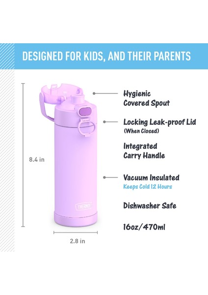 ， Geniş Ağızlı Kapaklı 16 Oz Paslanmaz Çelik Vakumlu Termos Neon Mor (Yurt Dışından) fiyatları