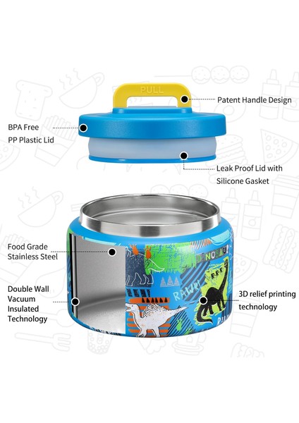 ， Oz Çorba Yalıtımlı Geniş Ağızlı Vakum Yalıtımlı Sıcak Yemek Kavanozu Sızdırmaz Paslanmaz Çelik Sıcak ve Soğuk Yemek Için Gıda Yalıtımı Çocuk Yemeği Öğle Yemeği Çorba Kabı (Yurt Dışından) modelleri