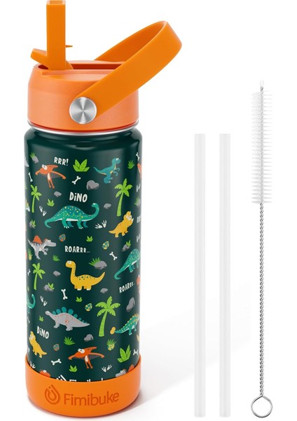 Çocuklar Yalıtımlı Su Şişesi 18 Oz Bpa Içermeyen Paslanmaz Çelik Saman ile Seyahat Çift Duvar Sızdırmaz Yürümeye Başlayan Okul Erkek Kız Için (1 Paket Yeşil Dinozor) (Yurt Dışından) fiyatları