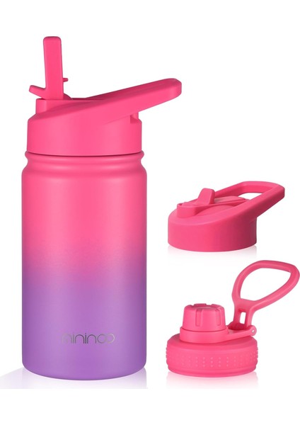 Yalıtımlı Çocuk Su Şişesi 12 Oz Paslanmaz Çelik Su Şişesi Çocuklar Için Saman Kapaklı Kızlar, Erkekler Için (Punch/yeşil) (Yurt Dışından)