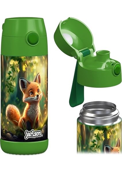 Çocuk Su Şişesi Yalıtımlı Paslanmaz Çelik Su Şişesi Bpa Içermez Sızdırmaz Okullar ve Anaokulları Için Bardak Kapaklı Çocuk Şişesi (350ML) (Yurt Dışından)