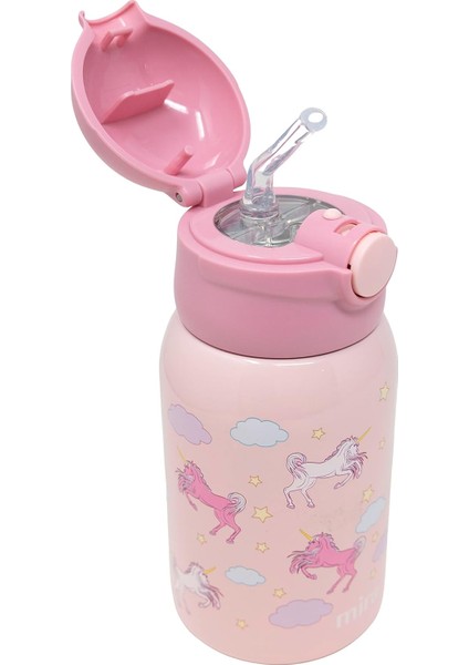 ，，15 Oz Çocuklar Paslanmaz Çelik Su Şişesi Termos Tek Dokunuşla Pipet Kapağını Soğuk Tutuyor Planet (Yurt Dışından)