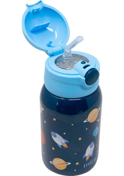 ，，15 Oz Çocuklar Paslanmaz Çelik Su Şişesi Termos Tek Dokunuşla Pipet Kapağını Soğuk Tutuyor Planet (Yurt Dışından) fiyatları