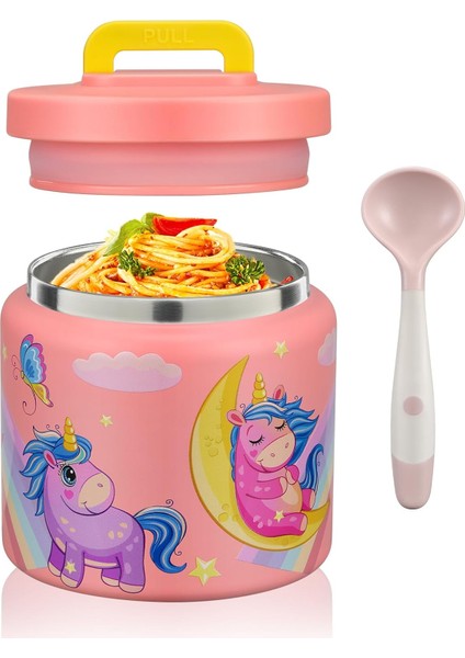 13.5 Oz Çocuklar Sıcak ve Soğuk Gıda Termos Öğle Yemeği Kabı Termal Sızdırmaz Vakum Paslanmaz Çelik Geniş Ağızlı Öğle Yemeği Çorba Izolatörü (Denizkızı) (Yurt Dışından)