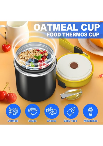 15 Oz Yalıtımlı Gıda Kabı Paslanmaz Çelik Gıda Kavanoz Sıcak ve Soğuk Geniş Ağızlı Çorba Kabı Kaşık Sızdırmaz Öğle Yemeği Kutusu Çocuklar Için Harika (Yurt Dışından) fırsatları