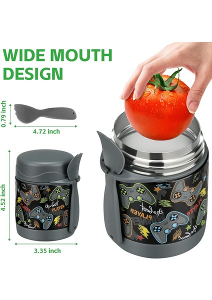 ， 10 Oz) Çorba Yalıtımlı Çocuk Yalıtımlı Gıda Kavanoz Sıcak Yemek Öğle Yemeği Kabı Çocuklar Için Geniş Ağızlı Paslanmaz Çelik Öğle Yemeği Kutusu (Siyah Gamepad) (Yurt Dışından) modelleri