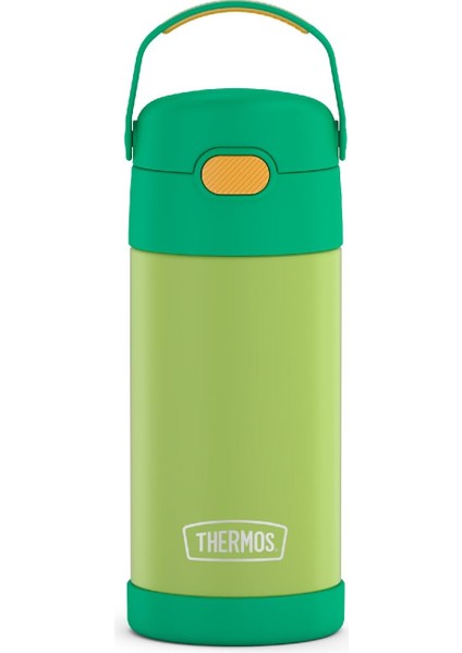 Pipetli Su Şişesi - 12 Oz Limon Yeşili/turuncu - Çocuklar Için Paslanmaz Çelik Vakum Yalıtımlı Kapaklı Su Şişesi (Yurt Dışından)