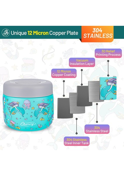 Oz Çocuk Paslanmaz Çelik Yalıtımlı Gıda Kavanoz Geniş Ağızlı Anti-Sızıntı Çorba Yalıtımlı Konteyner Seti Mavi Yeşil Denizkızı (Yurt Dışından) fiyatları