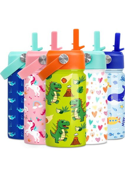 Çocuk Su Şişesi Bale Su Şişesi 12 Oz Saman ile Yalıtımlı Paslanmaz Çelik Seyahat Okul Cam Çift Duvarlı Vakum Bardak Kızlar ve Çocuklar Için (Yurt Dışından)