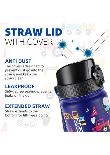 ， Oz. Çocuk Yalıtımlı Paslanmaz Çelik Su Şişesi, Hasır Kapaklı - Sızdırmaz ve Ter Geçirmez, Toz Geçirmez Kapaklı (Mavi - ) (Yurt Dışından) modelleri