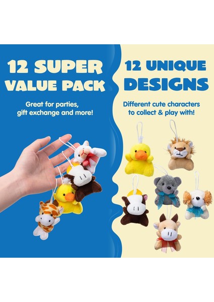 Brave Bull。12'li Paket Rastgele Mini Hayvan Peluş Oyuncak Seti (Her Biri 3 Inç), Çocuklar Için Doldurulmuş Hayvanlar (Yurt Dışından) fiyatları